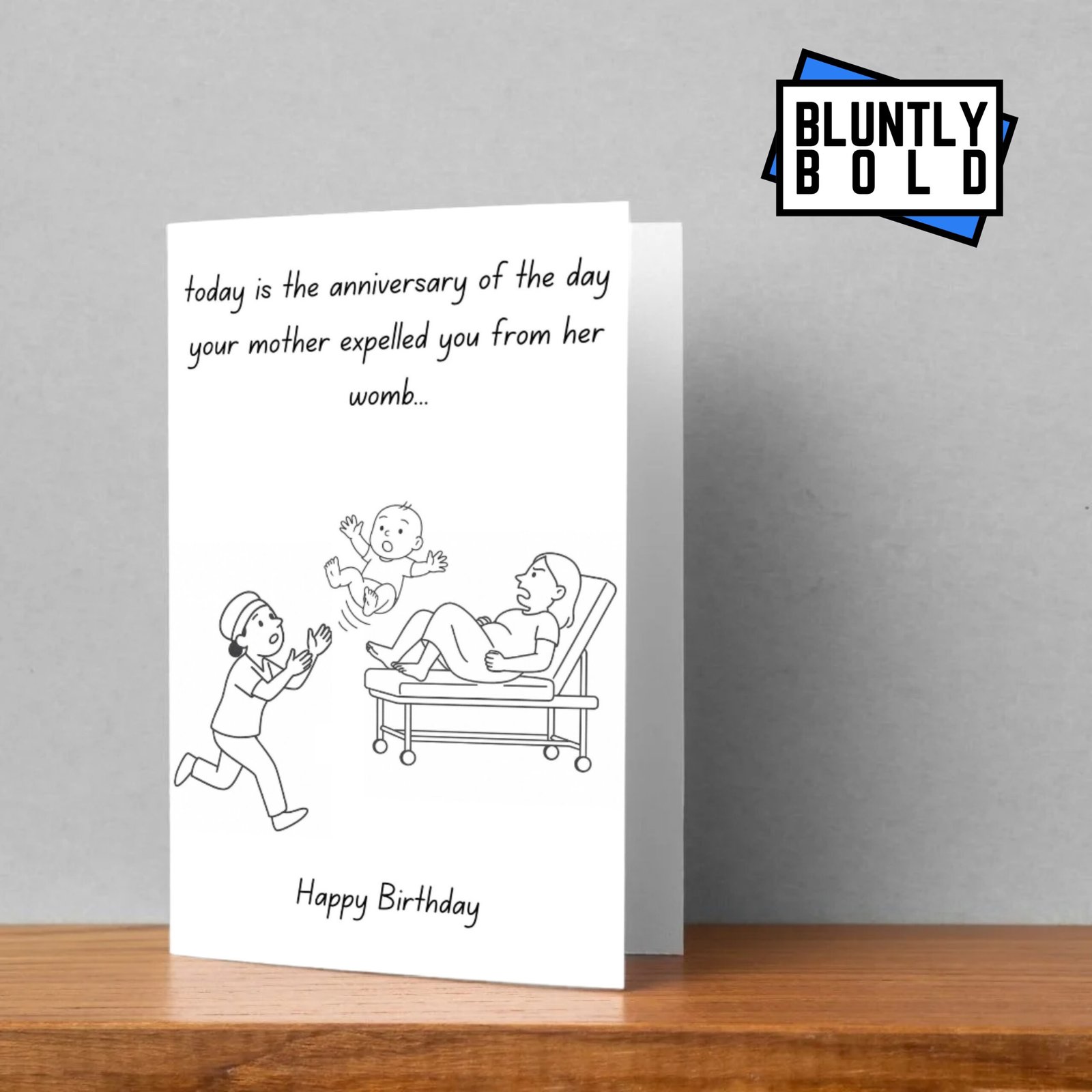 Expelled from the womb birthday card funny and savage birthday card bluntly bold