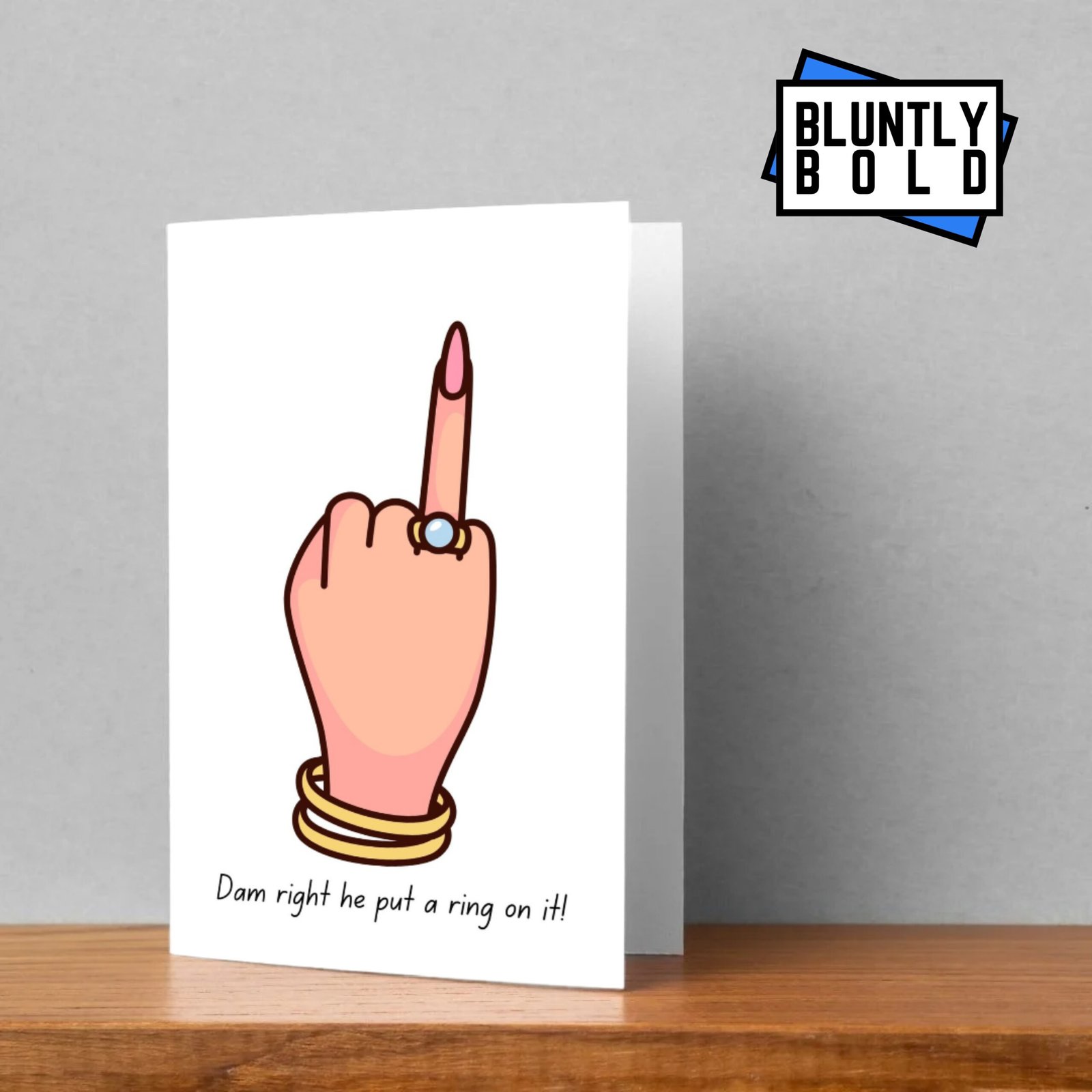 Mock Up 1 Bluntly Bold swearing card design (middle finger)